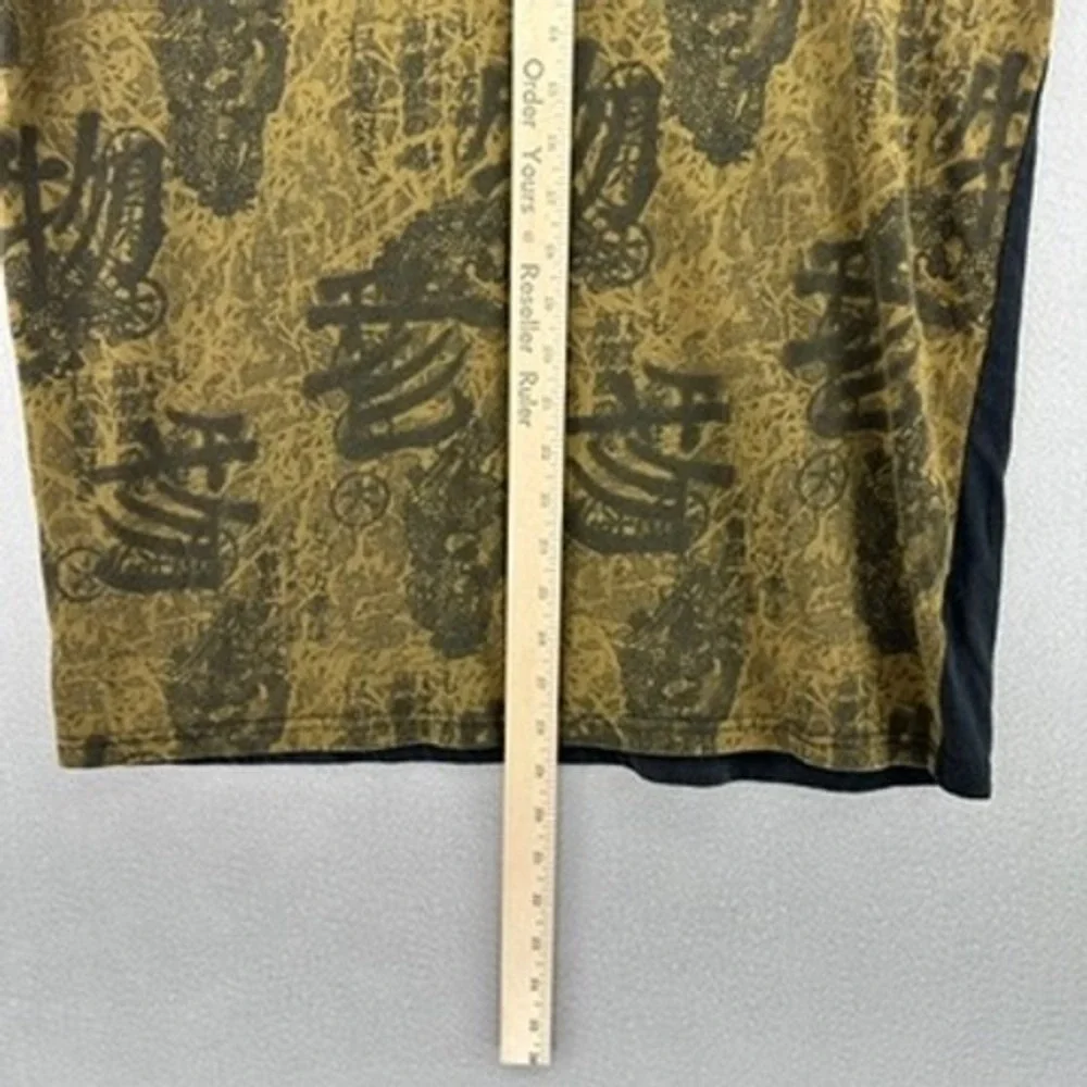 VTG Guess Jeans XXL Shirt Green Black Dragon Kanji Triangle Logo Cyber 1990s 90s - Picture 6 of 8